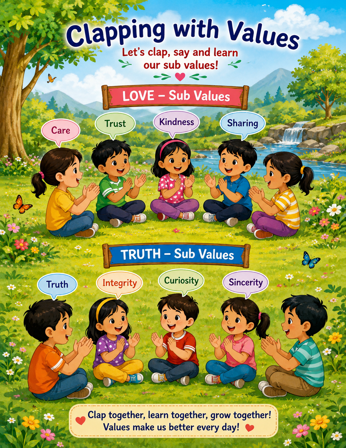 Clapping with Values — children learning together