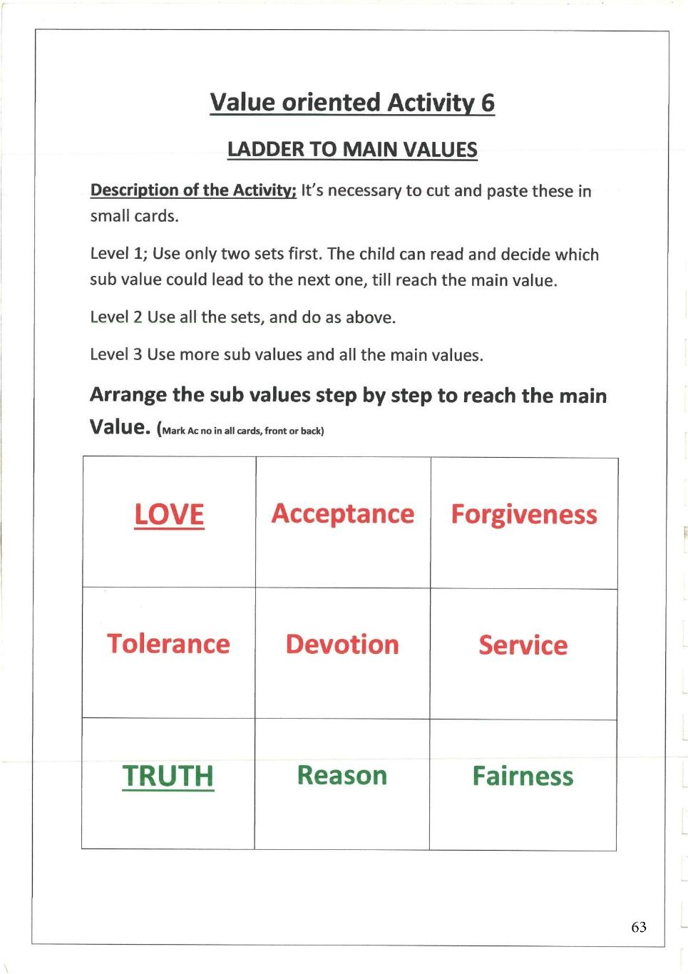 Ladder to Main Values